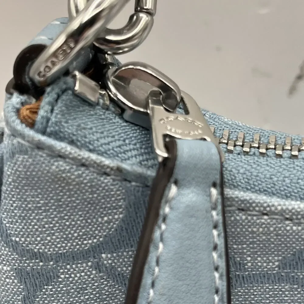 COACH Teri Shoulder Bag Signature Chambray Light Blue CH139 HAS STAINS AS IS